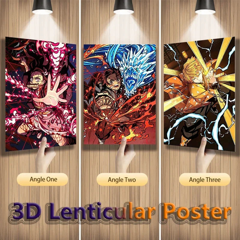 Nezuko Tanjirou Zenitsu Anime 3D Lenticular Posters