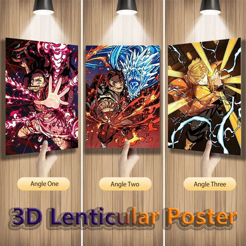 Nezuko Tanjirou Zenitsu Anime 3D Lenticular Posters